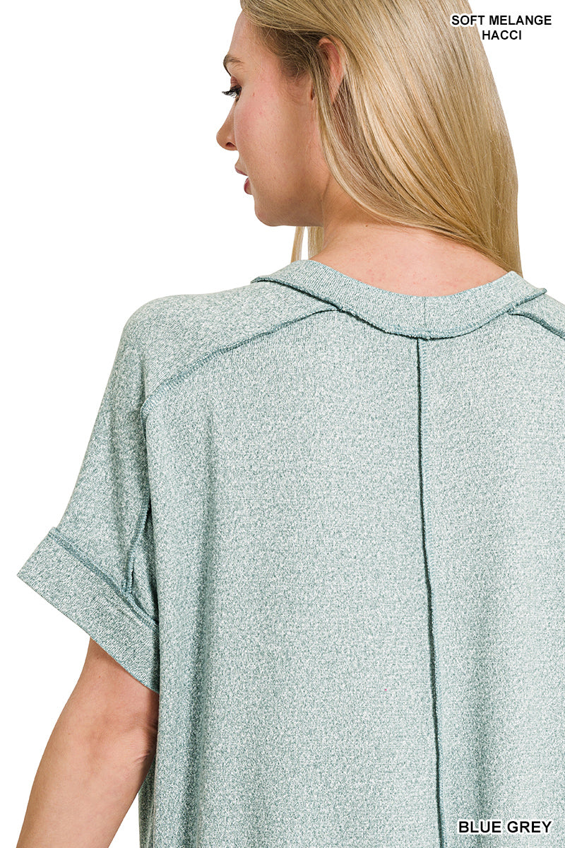 SOFT MELANGE SHORT SLEEVE HI-LOW TEE